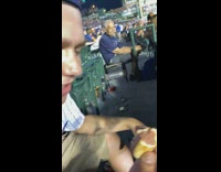 Collab KaleSaladIG - Guy eats hot dog off ground baseball game