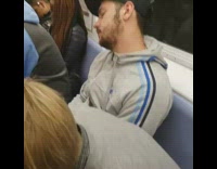 Collab Subway Creatures - man in black hat falls asleep on other mans back