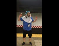 Pt. 3 Easter bunny subway man and guy with a black cloak and lightsaber inside subway station #BluePointWhatTheL