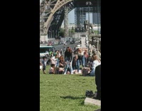 Two women practice dance park Eiffel tower