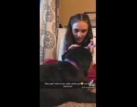 Woman calls puppy stinky and puppy glares at camera