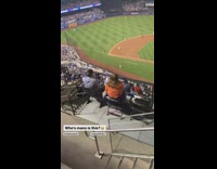 Man at baseball game keeps shaking his phone 