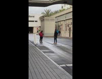 Man black jacket stand middle street pictorial