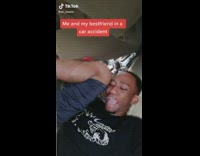 Guy and bestfriend in car accident laugh