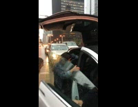 Person closes car door on girls hand