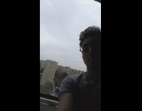 Man throws bread on the balcony and a bird catches it