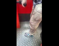 Two guys amusement park fire fighters 