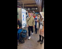 Collab Subway_Creatures - Couple make out near woman play guitar subway