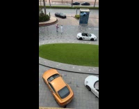 Man with trumpet repeats video shoot at park