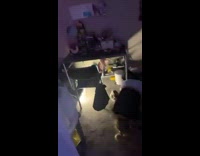 Drunk girls falling over and knocking everything over in room