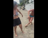 Guy doing backbend struggles to stand back up 