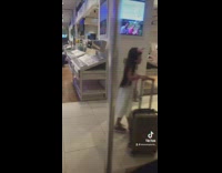 Collab BitchIG2 - Little girl heelies with electric suitcase in airport 