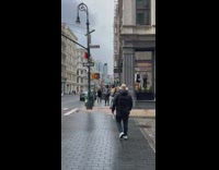 Guy sings and raps on the street 