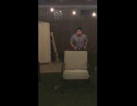 Guy dive roll over white chair fail 