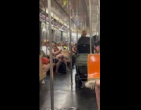 Old man circles around the train pole