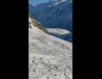 Man jumps on a slope and falls 