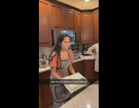 Girl throws and flips cake family cheers 