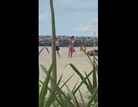 Woman bikini lift pink bag beach workout