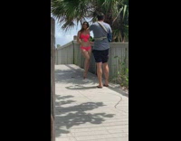 Pink Bikini Girl Gets Photos Taken on Wooden Bridge