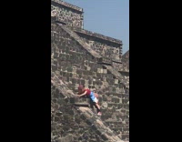 Girl red beanie pyramids pose 