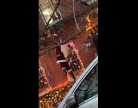 Santa arrived at town hangs on street