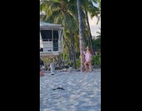 Collab IITW - Woman bikini poses beside tree at beach