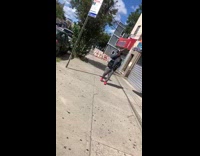 Guy walking down sidewalk makes bird noises 