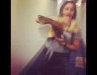 NSFW Black Skirt Girl Drops Pizza In Hallway, Picks It Up and Eats It