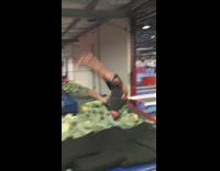 Guy tumbles into foam pit 