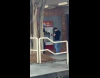 Two guys video shoot ATM  withdraw bank