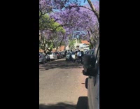 Group photo blocks road