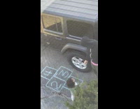 Little toddler girl tries to play hopscotch 