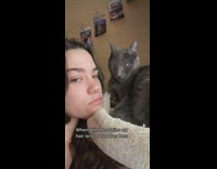 Cat gets entire strand of hair on tongue