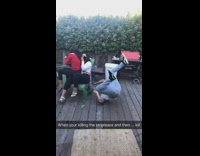 Guy falls to floor during striptease dance after armrest breaks