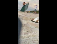 Girl lift green dress skirt beach sandals