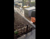 Man feet on the chair flood underneath
