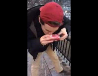 Guy Shotguns Budweiser Beer Can off Park Fence