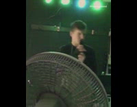 Guy sings Rap God garage concert fan lights