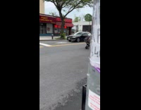 Guy rides mini motorcycle on the road