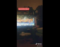 luau roast party television screen living room 