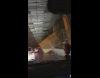 Giant cement block blocking entire lane on bridge