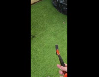 Guy flip hammer smash ice on table