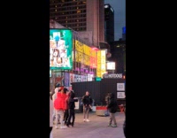 Group men jacket dance in times square