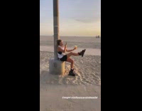 Woman photo shoot Rollerblade with her drink at sunset