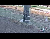Kid slams into pole on his dirt bike 