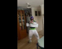 Guy wears buzz lightyear costume for birthday