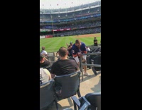 Collab Subway Creatures - mets fan dances on stairs at stadium
