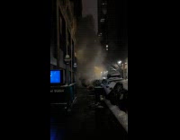 Sidewalk sewer on fire explodes with sparks Part 1