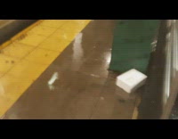 Subway station ceiling leaks floods water