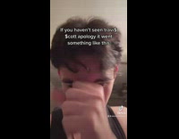 Guy in black shirt travis scott apology parody